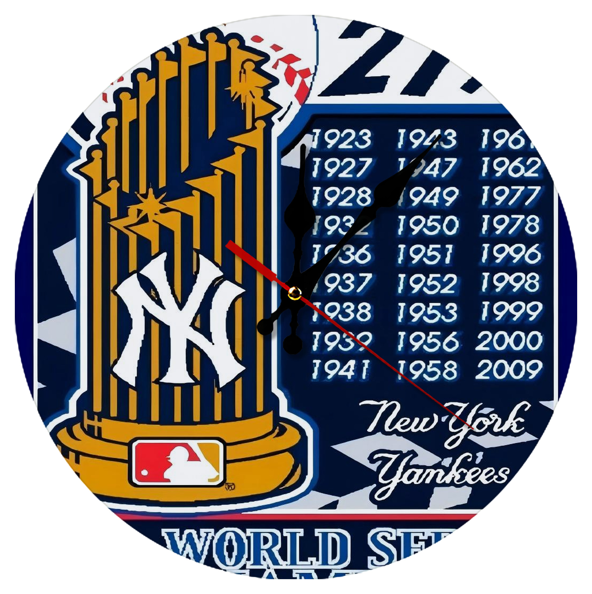 New York Yankees 108 Silent Round Wall Clock – Modern & Stylish DIY Design, Durable Wood Construction, Easy To Install – Perfect For Office, Bedroom, Living Room, And More
